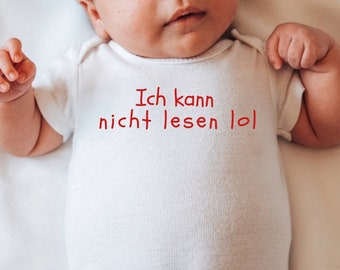 Ich kann nicht lesen lol, Witziger Baby-Strampler deutsch, Ironischer Baby Body, Geschenk neue Eltern, neue Väter Geschenk lustig