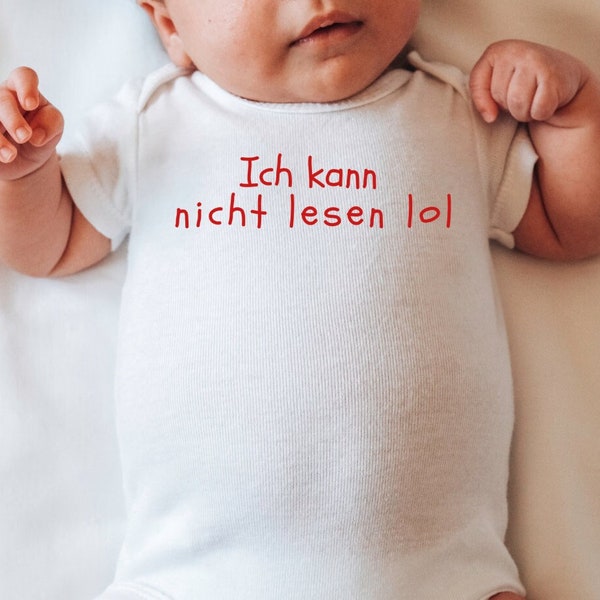 Ich kann nicht lesen lol, Witziger Baby-Strampler deutsch, Ironischer Baby Body, Geschenk neue Eltern, neue Väter Geschenk lustig