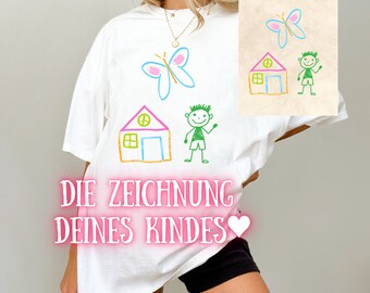 Benutzerdefinierte Kinderzeichnung T-Shirt, Kinderkunst auf Ihrer Kleidung, Geschenk Muttertag, Geschenk Papa, Geschenk Grosseltern, Custom