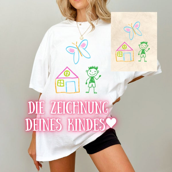 Benutzerdefinierte Kinderzeichnung T-Shirt, Kinder Kunst auf Ihrer Kleidung, Geschenk Muttertag, Geschenk Papa, Geschenk Grosseltern, Custom