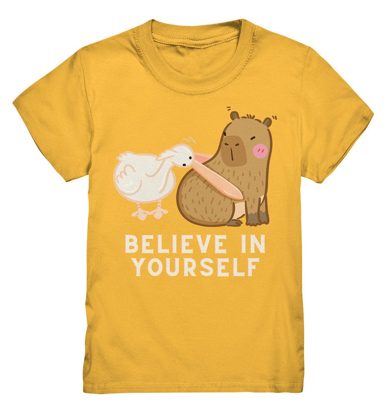 Glaube an dich, witziges Capybara Kinder Shirt, Geschenk Capybara Liebhaber, Geschenk Kindergeburtstag, Witziges Kindershirt trendig Gold