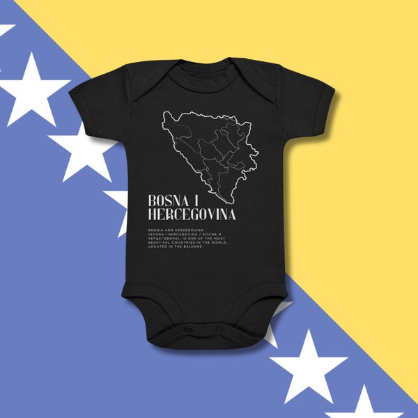 Bosnien und Herzegowina Baby Bodysuite, Minimalistisches Balkan Baby Onesie, Baumwoll Strampler Balkan, Geschenk Bosnien Mama, Babyparty