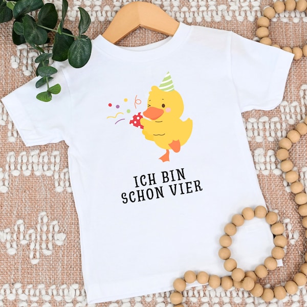 Personalisierbares Geburtstagsshirt: Ich bin schon xy Jahre alt, Deutsches Kinder Shirt benutzerdefiniert, Entchen Kindershirt Geschenk