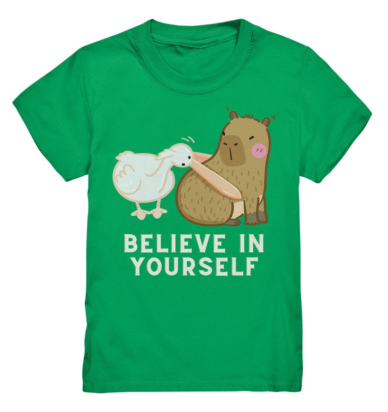 Glaube an dich, witziges Capybara Kinder Shirt, Geschenk Capybara Liebhaber, Geschenk Kindergeburtstag, Witziges Kindershirt trendig Kelly Green