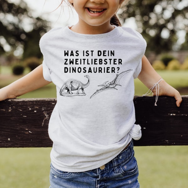 Was ist dein zweitliebster Dinosaurier, Witziges Kindershirt, Dinosaurier Kinderkleidung, Farbige Kinder T-Shirts unisex, Dino Geschenk