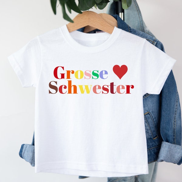 Grosse Schwester Regenbogen Shirt, Schwangerschaft Ankündigung Shirt, Babyankündigung, Schwangerschaft enthüllen, Ansage grosse Schwester