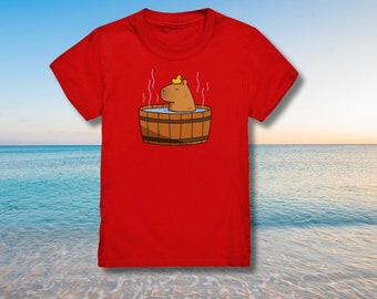 Niedliches Capybara Kindershirt, Capybara Wellness, Capybara Shirt witzig Kids, Geschenkshirt Tiermotiv, Geschenk Neffe