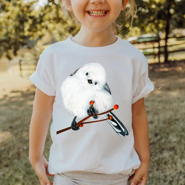 Niedliches Meise Shirt Kids, weisses Vögelchen T-Shirt, Vogel Grafikshirt, Vogelshirt verschiedene Farben, Kleinkinder Teenies Mode