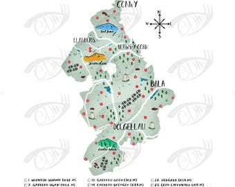 Snowdonia National Park Trig Point Map with tick boxes