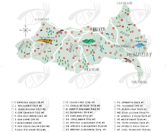 Welsh National Park Trig Point Maps with tick boxes (English names)