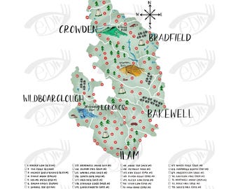 Peak District National Park Trig Point Map with tick boxes
