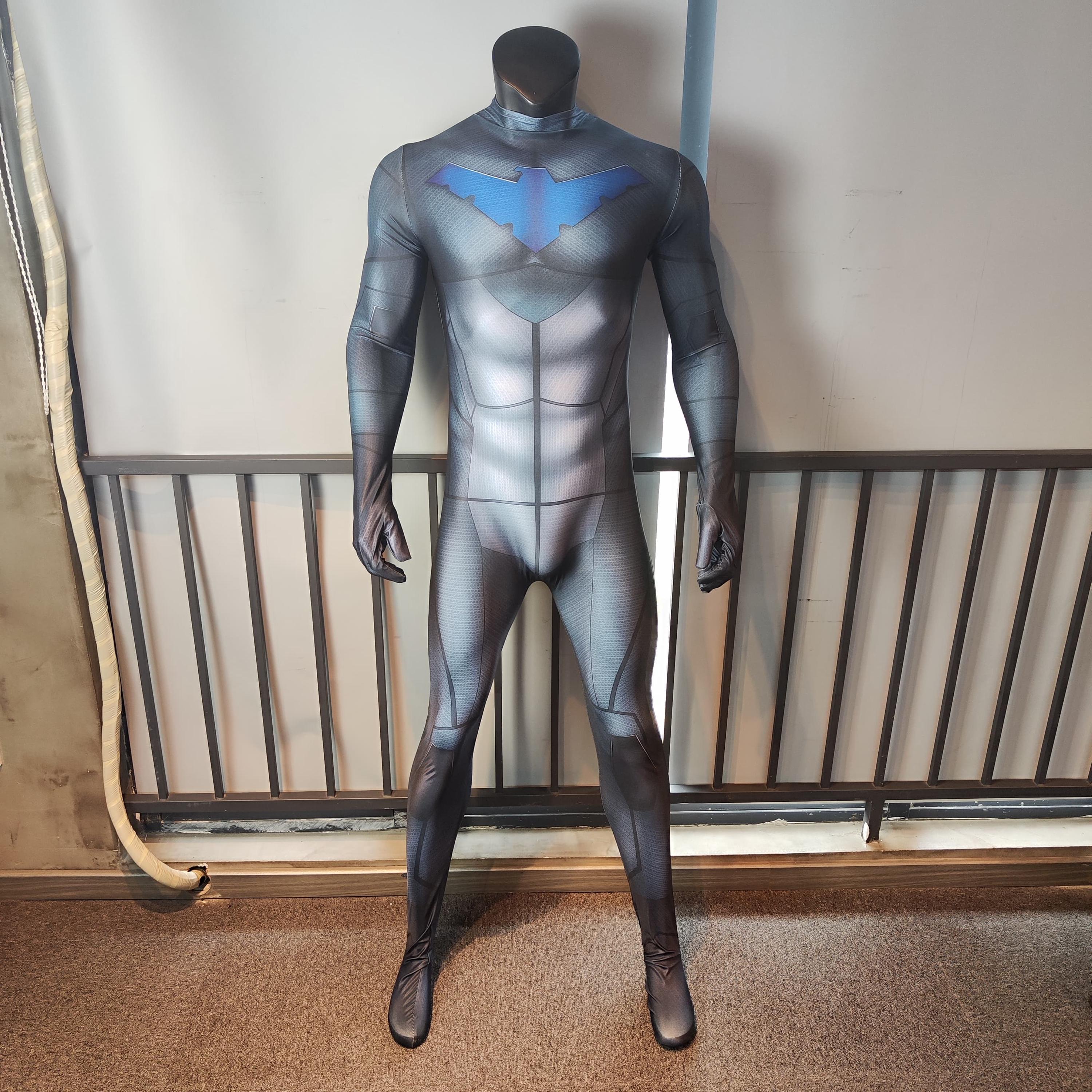 Costume cosplay con tuta nera Nightwing per bambini adulti