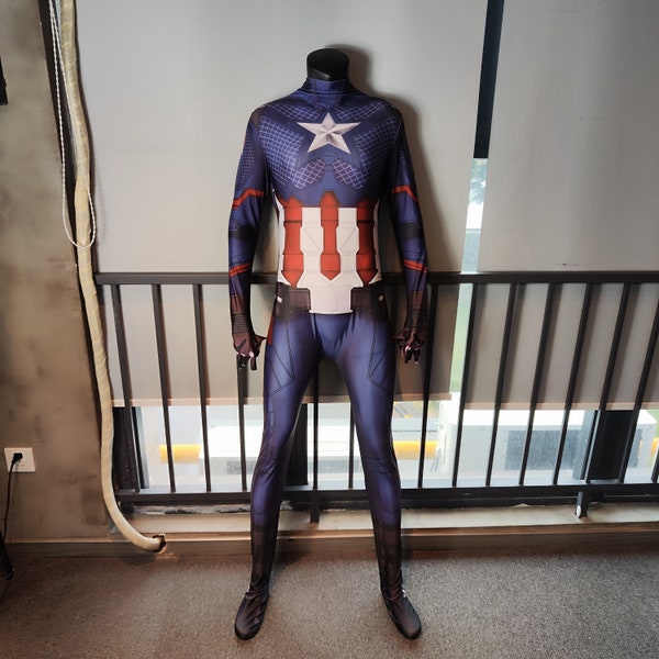 Avengers Endgame Captain America Suit Bodysuit Costume Cosplay for Adult Kids