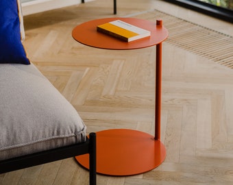 Ande Side Table - Orange, Steel Sofa Table, Metal End Table, Living Room Table, Coffee Table, Nightstand