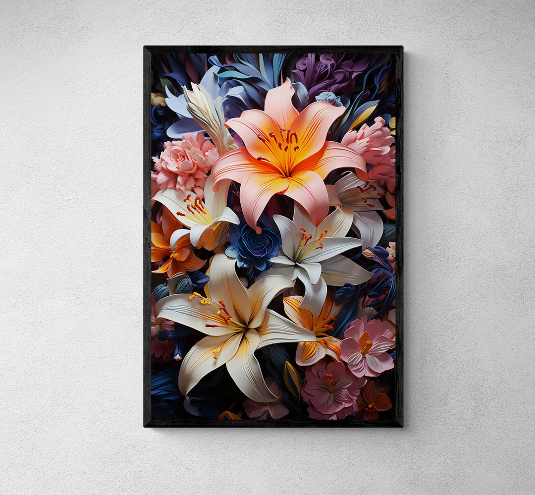 Floral Symphony Flowers Printable Wall Art Digital Print Wall Decor ...