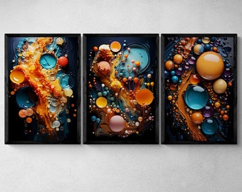 Bubble Art | Bubble Art 3 Pack | Abstract Art | Office Wall Art | Digital Download | Printable Wall Art | Wall Decor | Office Poster |