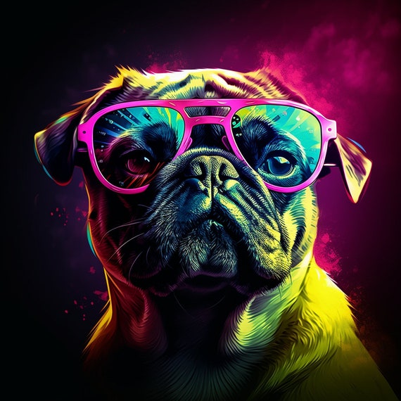 Pug With Sunglasses 3-pack Pug Custom, Pug Pictures, Pug Laptop Sticker,  Digital Art Print, Pet Portrait, Digital Art, Digital Download, 