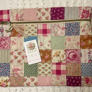 Quilted Cross Stitch Project Bag – Luccello Le Petit Bonheur Fabric 12”x14”