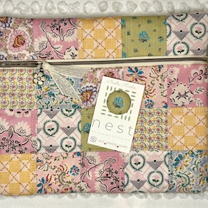 Quilted Cross Stitch Project Bag – Emma Newman April & Audrey Zipper Pouch 8"x10"