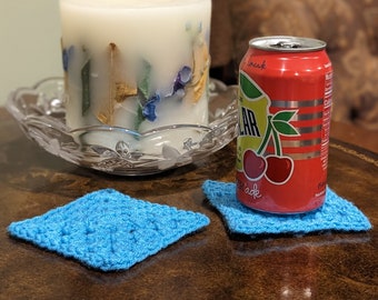 Crochet Blue Granny Square Coaster