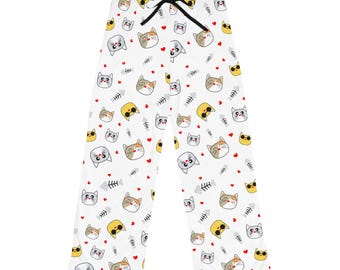 Pantaloni del pigiama con stampa di gatti retrò: abbigliamento da casa in stile anni '80