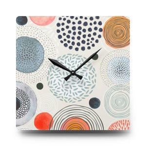 Unique Gray and Orange Wall Clock, Circles Theme Home Decoration, Modern Apartment Essential, Living Room Accent