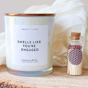 Smells like you're engaged scented candle with metal lid Engagement Gift for her him Engagement present Gifts for Couple Congratulation