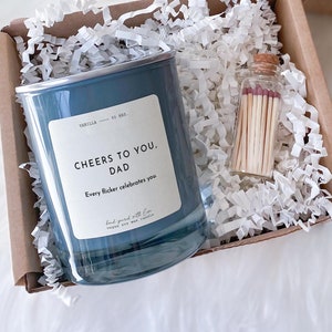 Cheers to you Dad candle gift set with mini matches jar and gift box Gift for dad Christmas Father's Day Dad's birthday present Daddy Dada