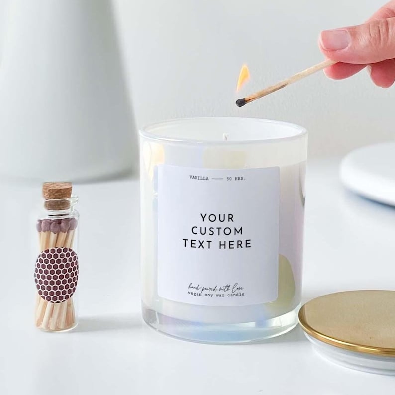 あなたのテキストが入ったカスタム香り付きキャンドル金属製の蓋彼女や彼への贈り物クリスマス誕生日母の日父の日バレンタインデーありがとうギフト 画像 1