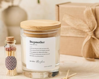 Personalised Step Mum Candle Gift Bonus Mum Cute Definition for Christmas Birthday or Thank You for Stepmum Stepmother Step Mother
