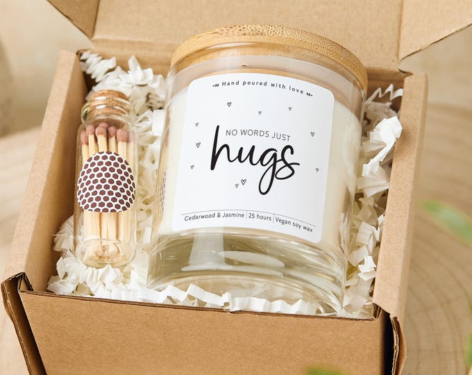 Thinking of You Gift No Words Just Hugs Candle Comforting Sympathy Get Well Soon Present for Friend Him Her