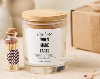 Personalised Funny Candle Gift for Husband, Boyfriend or Housemate Cheeky Birthday or Joke Present for Men Vegan Soy Wax Humour Keepsake