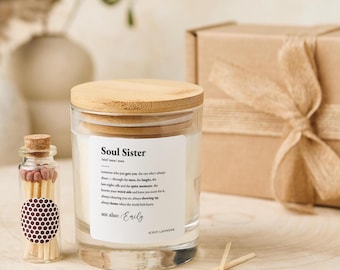 Personalised Soul Sister Candle Gift with Name Definition Unique Christmas Birthday Gift for Friendship Best Friend Chosen Family Bestie