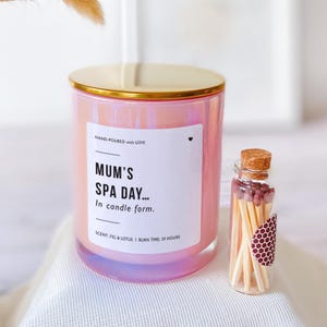Mum’s Spa Day Scented Candle Relaxing Funny Mother&#39;s Day Gift for Mummy Mama Birthday Christmas Self Care Present Home Decor Aromatherapy