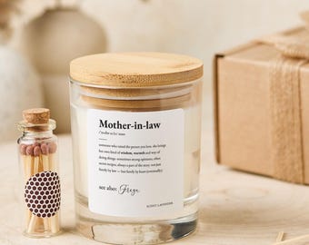 Personalised Mother-in-Law Candle Gift with Heartfelt Definition Custom Keepsake for Christmas Wedding Engagement Mother's Day Mother in Law