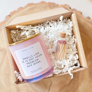 Huele como si ya no fuera tu problema Vela perfumada con tapa de metal Rosa negro blanco Regalo para colega Jubilación Nuevo trabajo Divorcio