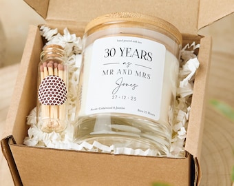 Candela regalo personalizzata per anniversario di matrimonio: elegante ricordo per coppia, amica e moglie