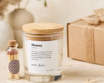 Gift for Mum Personalised Mummy Candle Gift Heartfelt Mum Definition Keepsake for Birthday Christmas Baby Shower Mother’s Day New Mum