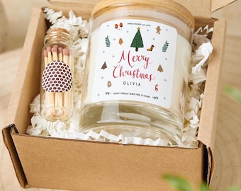 Personalised Merry Christmas Candle Gift – Custom Name Scented Candle Xmas Keepsake for Friends Colleagues or Family Vegan Soy Wax Candle