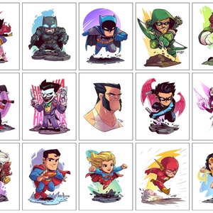 4 Sheet DC Super Hero Villain Chibi Characters Stickers
