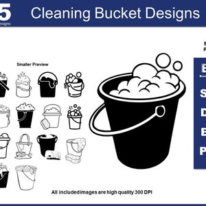 Cleaning Bucket Clipart Bundle: 15 Soapy Water & Sponge Designs (SVG DXF PNG), Cricut Cut Files, TShirt Printing