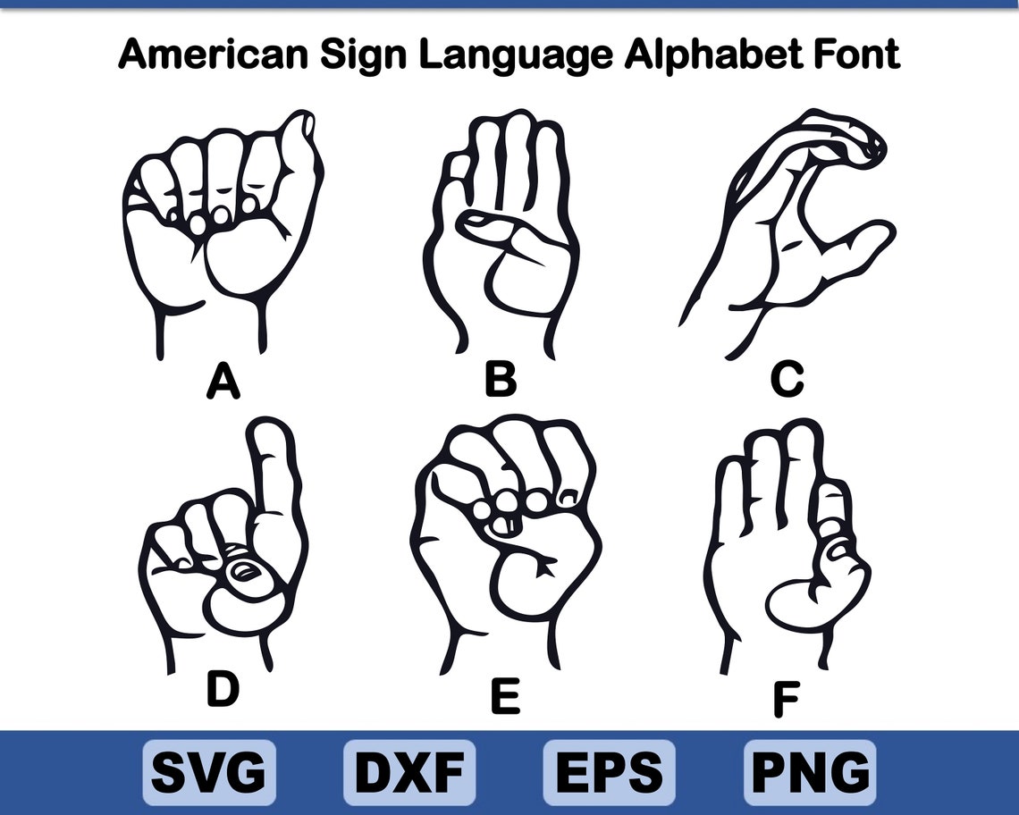 American Sign Language Alphabet Font SVG, PNG, Hand Gesture Font, ASL ...