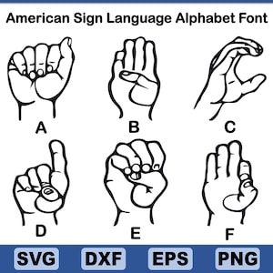 American Sign Language Alphabet Font SVG, PNG, Hand Gesture Font, ASL Font, 26 dfx Cricut Letters, Digital Download, Asl Alphabet Clip-art