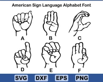 American Sign Language Alphabet Font SVG, PNG, Hand Gesture Font, ASL Font, 26 dfx Cricut Letters, Digital Download, Asl Alphabet Clip-art