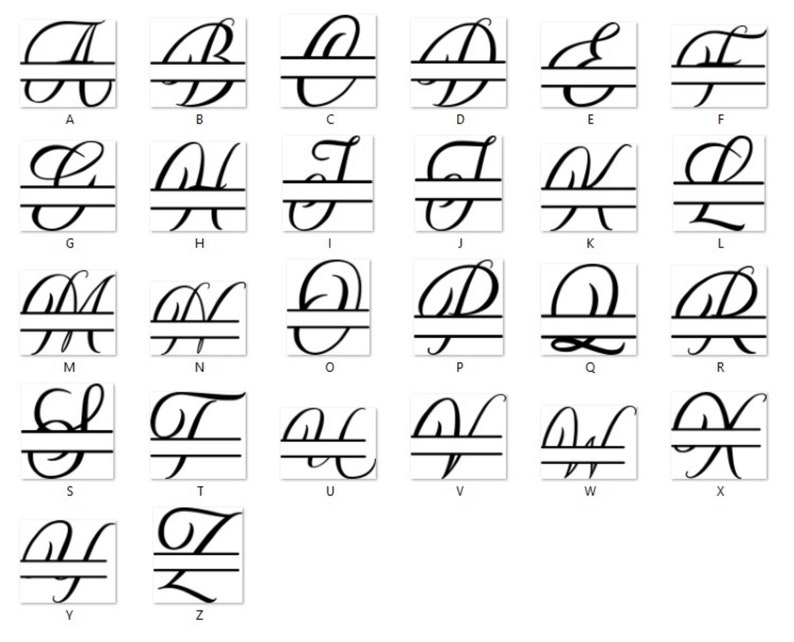 26 Split Monogram Alphabet SVG, DXF, PNG, Split Monogram Frame Alphabet ...