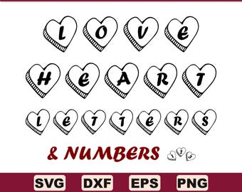 LOVE Love Hearts ALPHABET ABC and 0-9 and Characters as a Plot