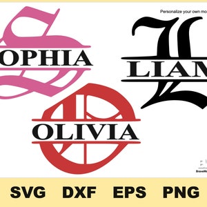 Split Monogram alfabet SVG, DXF, PNG, Split Monogram Frame 26 alfabet, gesneden bestand voor Cricut, individuele Png Svg Dxf gesneden bestanden, silhouet