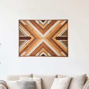 Wood Art Painting - Handcrafted wooden painting - Wooden wall art - Wall decoration - Made in France - BohoWoodArt - White, wood and rope