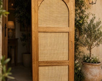Porte coulissante bois et rotin - Woodart - artisanat - Made in France