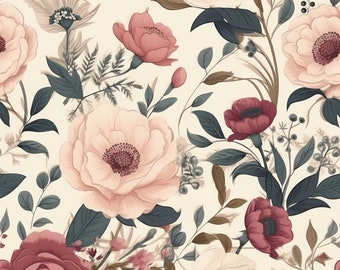 Vintage Blumen Musterdesign Zeitlose Eleganz Digitaler Download
